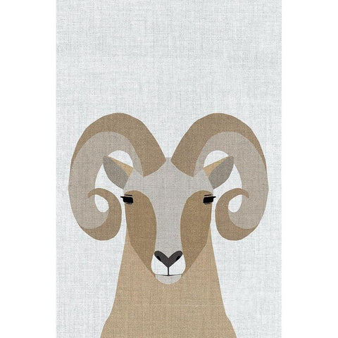 Bighorn Sheep White Modern Wood Framed Art Print by Annie Bailey Art