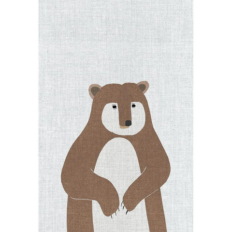 Brown Bear White Modern Wood Framed Art Print by Annie Bailey Art