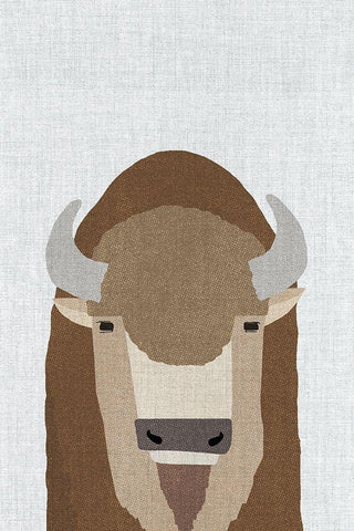 Buffalo White Modern Wood Framed Art Print with Double Matting by Annie Bailey Art