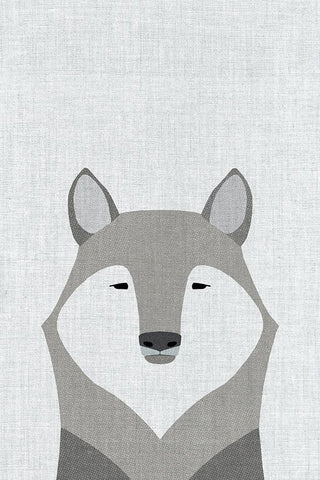 Gray Wolf White Modern Wood Framed Art Print with Double Matting by Annie Bailey Art