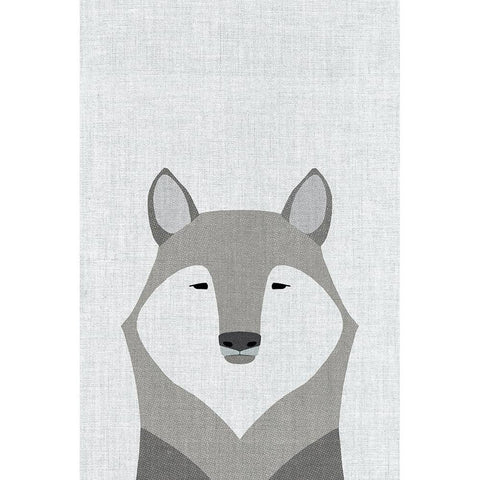 Gray Wolf Black Modern Wood Framed Art Print by Annie Bailey Art
