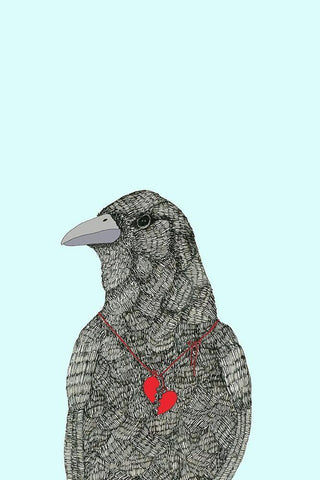 Broken Heart White Modern Wood Framed Art Print with Double Matting by Annie Bailey Art