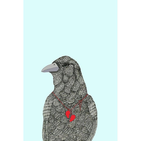 Broken Heart Black Modern Wood Framed Art Print with Double Matting by Annie Bailey Art