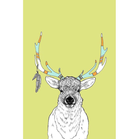 Elk and Feathers Gold Ornate Wood Framed Art Print with Double Matting by Annie Bailey Art