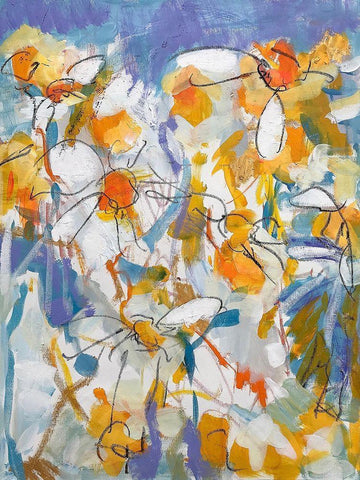 Ill Give You a Daisy a Day White Modern Wood Framed Art Print with Double Matting by Anders, Per