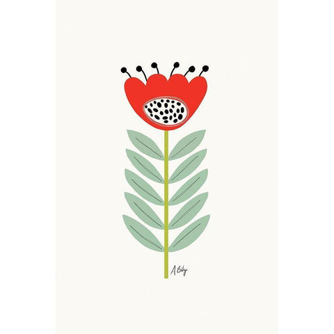 Mid Mod Flower No. 2 Black Modern Wood Framed Art Print with Double Matting by Annie Bailey Art