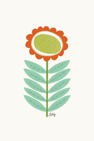 Mid Mod Flower No. 3 White Modern Wood Framed Art Print with Double Matting by Annie Bailey Art