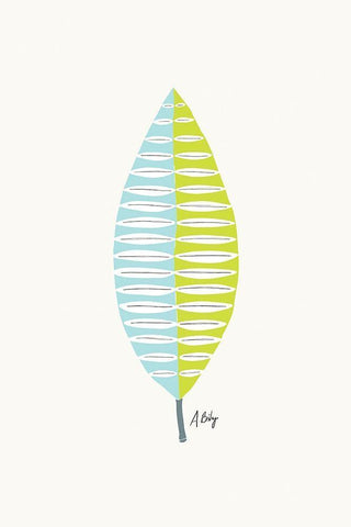 Mid Mod Leaf No. 1 White Modern Wood Framed Art Print with Double Matting by Annie Bailey Art