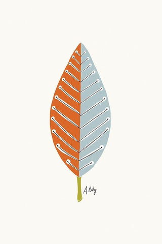 Mid Mod Leaf No. 2 White Modern Wood Framed Art Print with Double Matting by Annie Bailey Art