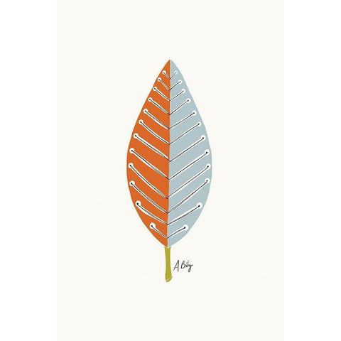Mid Mod Leaf No. 2 Black Modern Wood Framed Art Print by Annie Bailey Art
