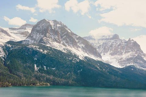 Saint Mary Lake White Modern Wood Framed Art Print with Double Matting by Annie Bailey Art