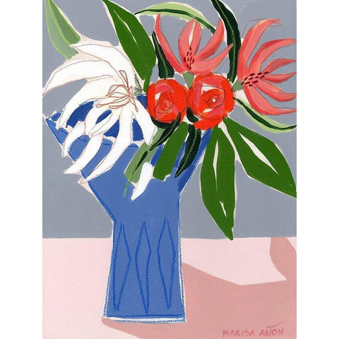 Spring Florals 10 White Modern Wood Framed Art Print by Anon, Marisa