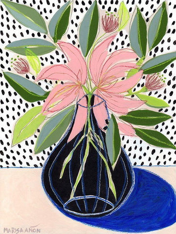 Spring Florals 7 White Modern Wood Framed Art Print with Double Matting by Anon, Marisa