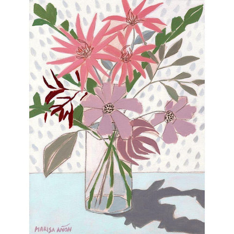 Summer Flowers Black Modern Wood Framed Art Print with Double Matting by Anon, Marisa