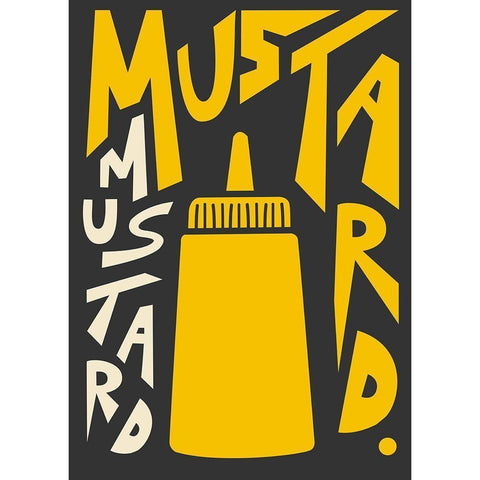 Kitchen Mustard Black Modern Wood Framed Art Print with Double Matting by Ayse