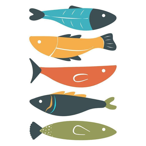 Playful Fish Black Modern Wood Framed Art Print by Ayse