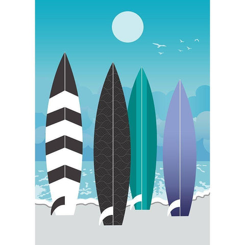 Surfboards White Modern Wood Framed Art Print by Ayse