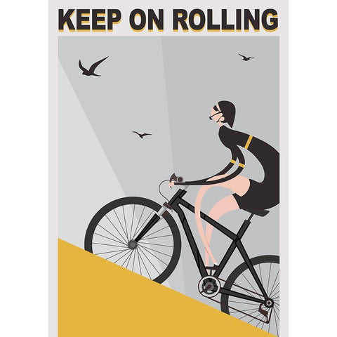 Keep On Rolling Black Modern Wood Framed Art Print with Double Matting by Ayse