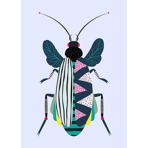 Beetle White Modern Wood Framed Art Print by Ayse