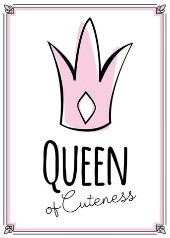 Queen of Cuteness White Modern Wood Framed Art Print with Double Matting by Ayse