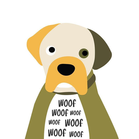 Woof White Modern Wood Framed Art Print by Ayse