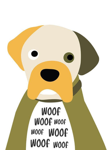 Woof White Modern Wood Framed Art Print with Double Matting by Ayse