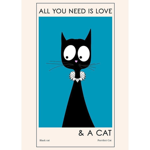 All You Need Is Love Black Modern Wood Framed Art Print with Double Matting by Ayse