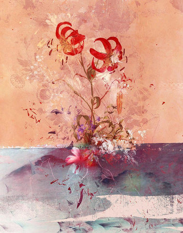 Floriage White Modern Wood Framed Art Print with Double Matting by Albers, Teis