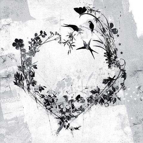 Floral Heart Black Ornate Wood Framed Art Print with Double Matting by Albers, Teis