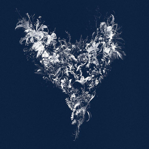 Heart Silhouette Black Modern Wood Framed Art Print with Double Matting by Albers, Teis