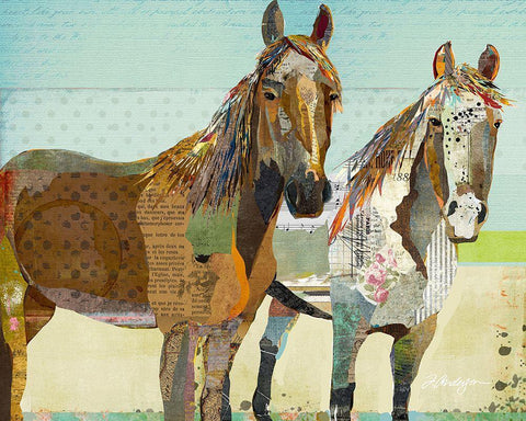 Two Horses White Modern Wood Framed Art Print with Double Matting by Anderson, Traci