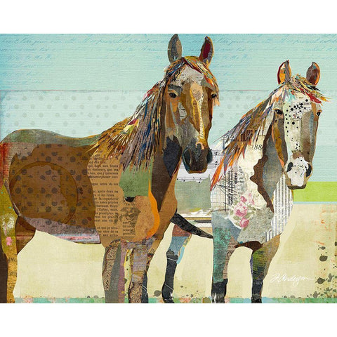 Two Horses Gold Ornate Wood Framed Art Print with Double Matting by Anderson, Traci