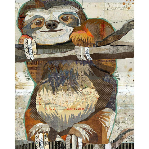 Sloth White Modern Wood Framed Art Print by Anderson, Traci