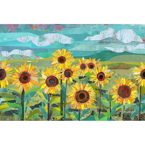 Sunflowers At Dusk Gold Ornate Wood Framed Art Print with Double Matting by Anderson, Traci