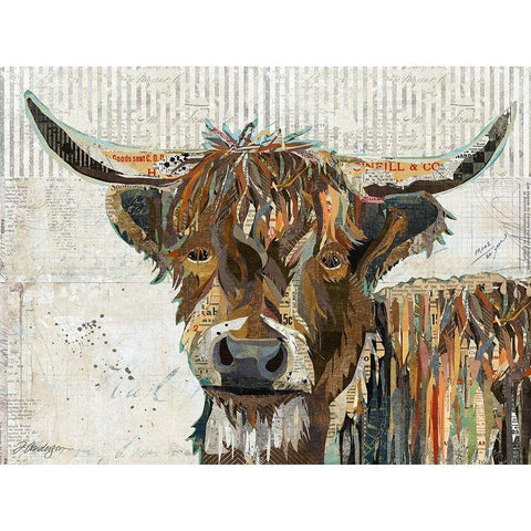 Highland Cow Black Modern Wood Framed Art Print with Double Matting by Anderson, Traci