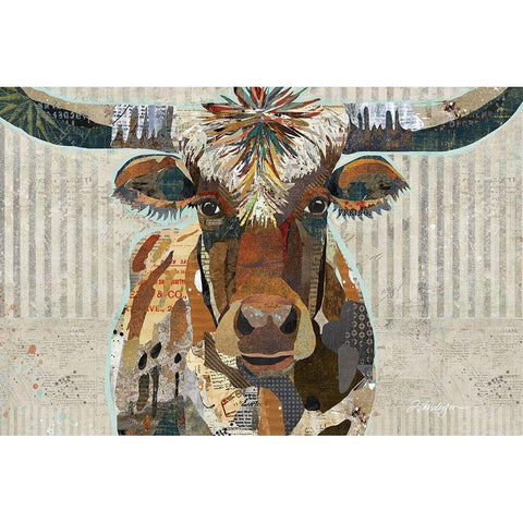 Longhorn Black Modern Wood Framed Art Print with Double Matting by Anderson, Traci