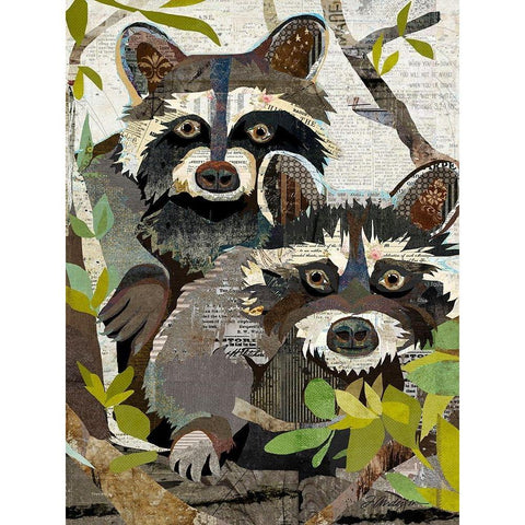 Raccoons Black Modern Wood Framed Art Print by Anderson, Traci