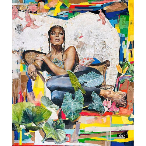 The Ramona Leeza Black Modern Wood Framed Art Print with Double Matting by Anderson, Noland