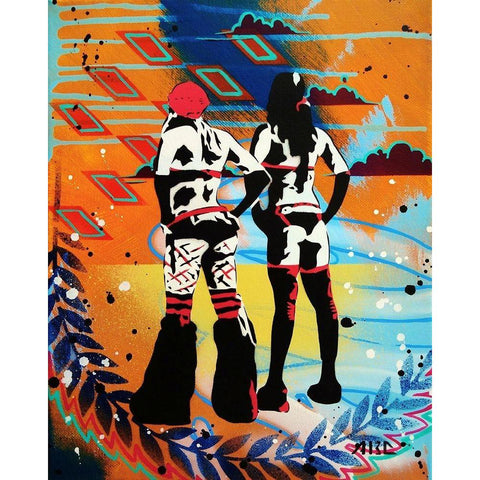 Burner Girls Black Modern Wood Framed Art Print with Double Matting by AbcArtAttack