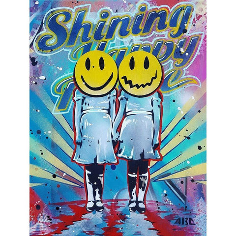 Shining Happy People White Modern Wood Framed Art Print by AbcArtAttack