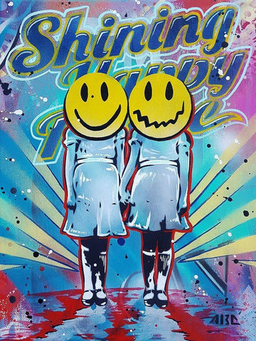 Shining Happy People Black Ornate Wood Framed Art Print with Double Matting by AbcArtAttack