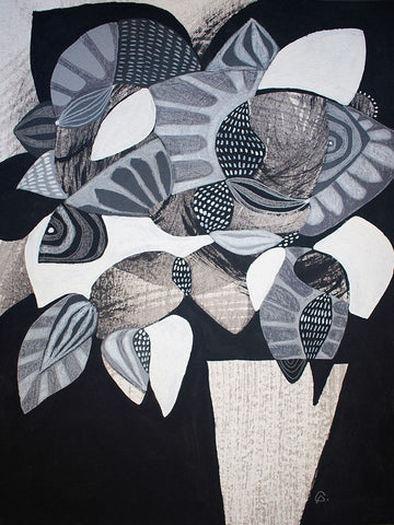 Gray Areas 1 Black Ornate Wood Framed Art Print with Double Matting by Avila, Gabriela