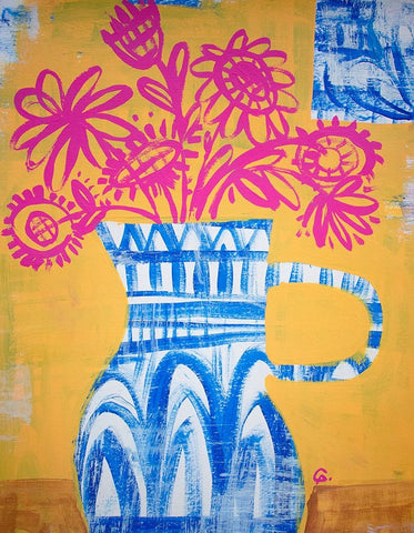 Talavera Vase 1 White Modern Wood Framed Art Print with Double Matting by Avila, Gabriela