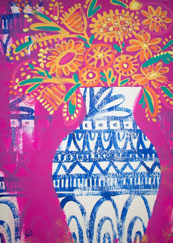 Talavera Vase 2 Black Modern Wood Framed Art Print by Avila, Gabriela