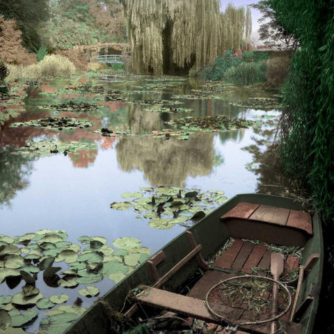 Giverny Boat #1 Black Modern Wood Framed Art Print by Blaustein, Alan