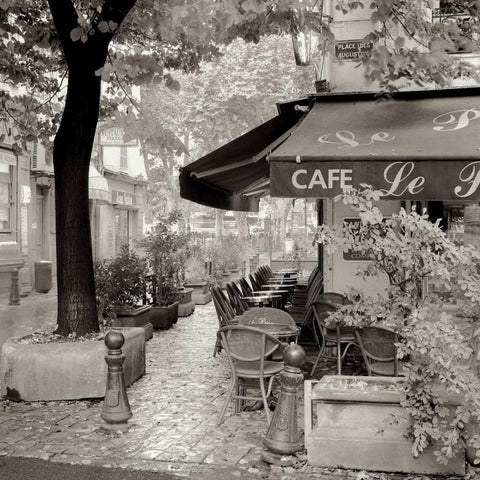 Cafe, Aix-en-Provence Black Modern Wood Framed Art Print with Double Matting by Blaustein, Alan