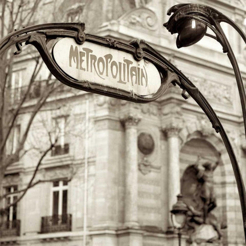 Metropolitain Paris White Modern Wood Framed Art Print by Blaustein, Alan