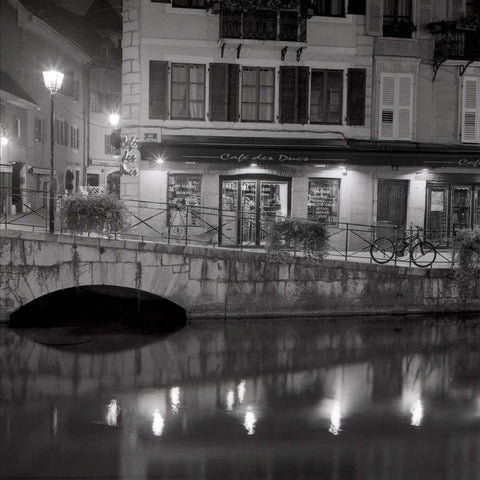 Cafe des Ducs - 1 Black Ornate Wood Framed Art Print with Double Matting by Blaustein, Alan