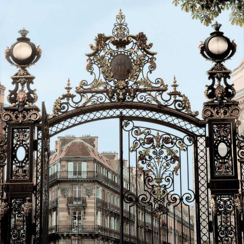Paris Gates - 2 Gold Ornate Wood Framed Art Print with Double Matting by Blaustein, Alan