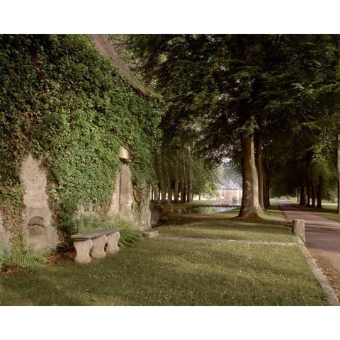 Banc de Jardin - 12 White Modern Wood Framed Art Print by Blaustein, Alan